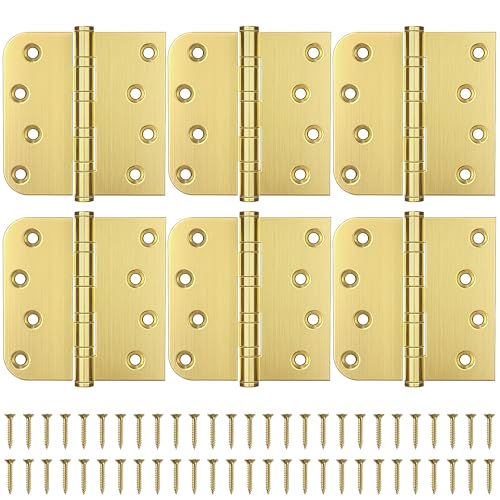 KOLET Ball Bearing Door Hinges, 4 x 4 Inches, Brushed Gold, 6 Pack - color: Gold, size: 6 Pack
