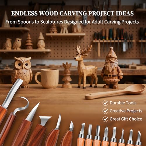 Wood Carving Kit, 30-Piece Professional Whittling & Carving Tool Set with Walnut Handle Knives, Detail Gouges, Sharpening Stone, Strop & Cut-Resistant Gloves for Adult Hobbyists and Craft Use - color: 30-piece Wood Carving Tools
