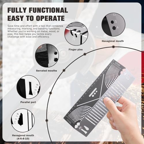 3 Pack Metal Marking Tool, Regla Giratoria Para Perfiles Metalicos, Precision Flex Angle and Arc Marker, Angle & Arc Marking Tool, Square Steel Pipe Bend Marking Tool