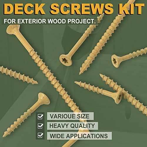 LIONMAX Wood Screws Assortment Kits 4 Size 420PCS, Deck Screws Kits - size: #8+#9 (420pcs)