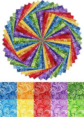 5"x5" 50pcs Cotton Fabric Squares for Sewing Quilting Supplies- Paisley - color: Paisley, size: 50 PCS 5"x5"