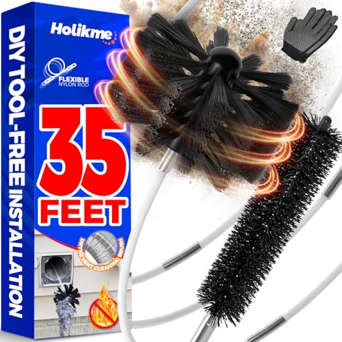 Holikme Dryer Vent Cleaner Kit - 35Ft Flexible Lint Brush for Deep Cleaning - size: 35feet