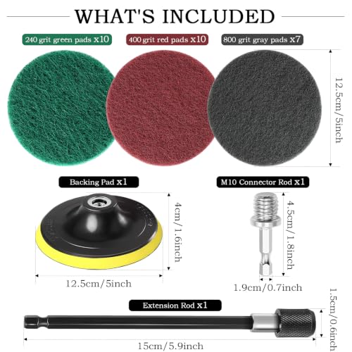 5 Inch 30 PCS Scouring Pads Drill Brush Power Scrubber Cleaning Kit - size: 5 Inch 30 Pieces