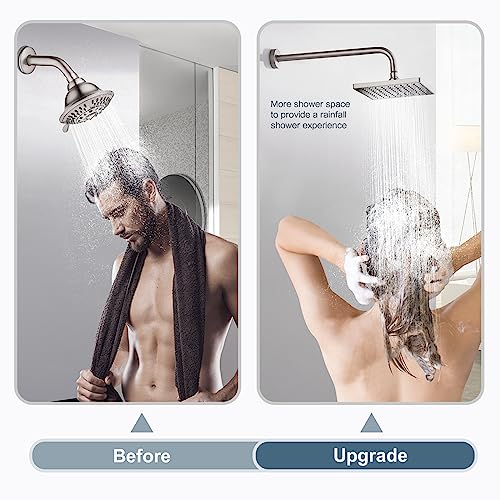 BRIGHT SHOWERS 16-Inch Shower Head Extension Arm with Flange, L Shaped Shower Extender, Extra-Long Stainless Steel Shower Pipe, Brushed Nickel - color: Brushed Nickel, style: L-Shape 16 Inch