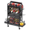 CCCEI Garage Power Tools Organizer Cart with Charging Station, Black Floor Standing Rolling Drill and Tools Battery Storage Cart on Wheels. Utility Rack Gift for Men, Husband, Father. - size: Standard