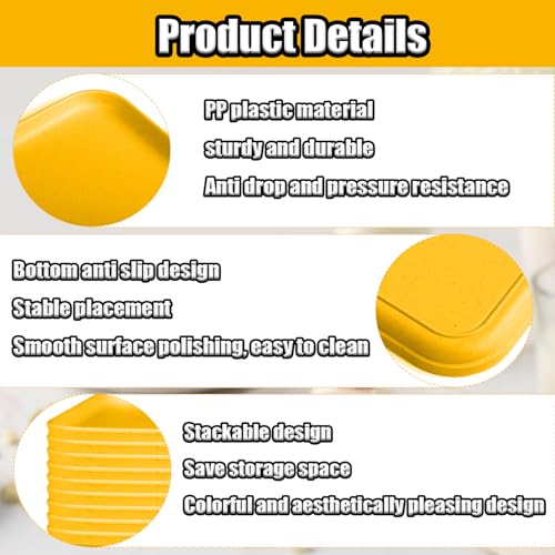 Plastic Serving Trays, 12 Pack Cafeteria Trays Plastic Fast Food Tray for DIY Projects, Painting, Beads, Organizing Supply, 9.4 X 6.7 X 0.6 Inches (Yellow) - color: Yellow
