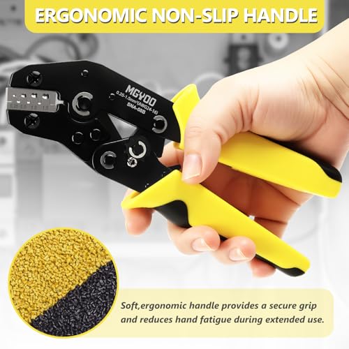 Wire Crimping Tool Open Barrel Terminals Ratchet Wire Crimper for Molex Style Deutsch Pin DELPHI AMP Dupont JST TYCO Connectors 24-14 AWG