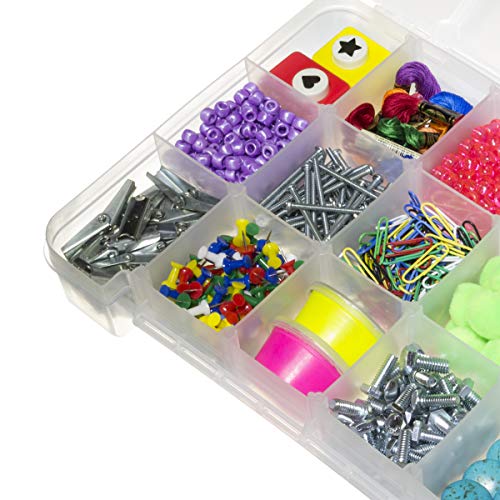 Akro-Mils 05905 Plastic Portable Parts Storage Case for Hardware and Crafts with Hinged Lid and 5 Adjustable Dividers, (14-3/8-Inch x 9-1/2" x 2-1/2"), Large, Clear (Pack of 6) - size: Large (Pack of 6), style: 1-Pack