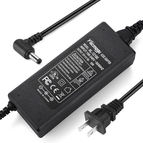 Facmogu 12V 10A Power Supply Adapter, 120W AC to DC 110V to 12V Converter - size: 12V 10A (2 Prong Plug)