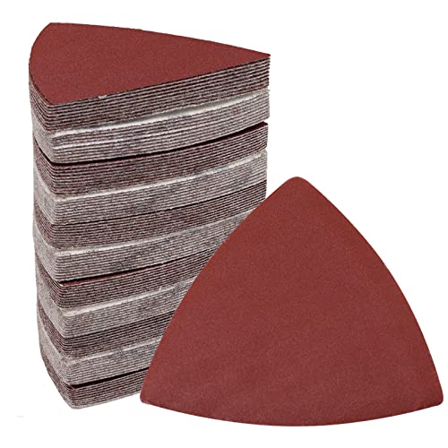120 Pcs Triangle Sanding Pads, 320 Grits Detail Sander Sandpaper Hook and Loop Sanding Sheet,3-1/8"(80mm) Triangular Sandpaper for 3-1/8" Oscillating Multi Tool, No Holes - size: 320 Grit, style: No Hole