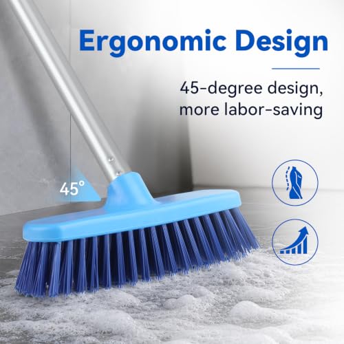 YONILL Deck Scrub Brush with Long Handle for Indoor and Outdoor Cleaning