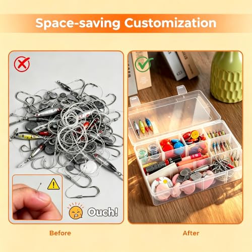 HTVRONT 12 Grids Clear Bead Organizers and Storage