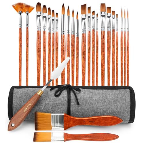 25Pcs FENORKEY Paint Brushes for Acrylic, Watercolor & Gouache Painting