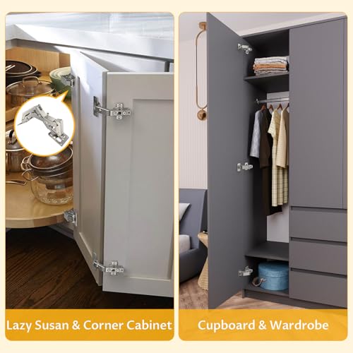 Chibery 10 Pack 170 Degree Soft Close Cabinet Hinges, Slow Smooth Hidden Frameless Hinge, Concealed Hardware Surface Mount Easy Installation, Lid Support Trap Door, Self Closing for Kitchen Cupboard