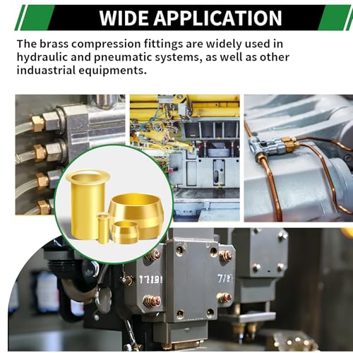 460pcs Brass Compression Sleeves Ferrules Inserts Fittings Kit | 6 Sizes 1/2" 3/8" 5/16" 1/4" 3/16" 1/8" Hose Repair Kit of Air Water Fuel Oil Gas Tube Lines - color: 460PCS Brass Compression Sleeves Ferrules Inserts