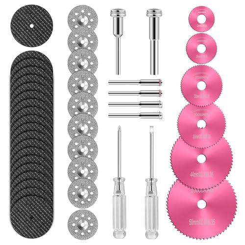 44 Pcs Pink Cutting Wheel Set Compatible with Plastic for Rotary Tool - color: Pink