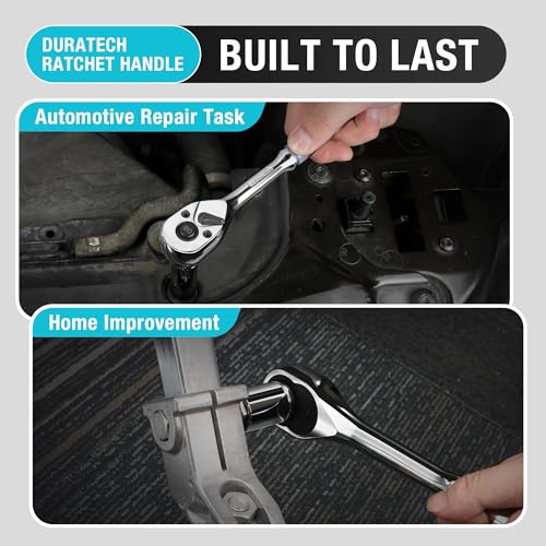 DURATECH 3-Piece Drive Ratchet, 90-Tooth Quick-Release Ratchet Wrench - size: Combo Kit (Plastic Tray)