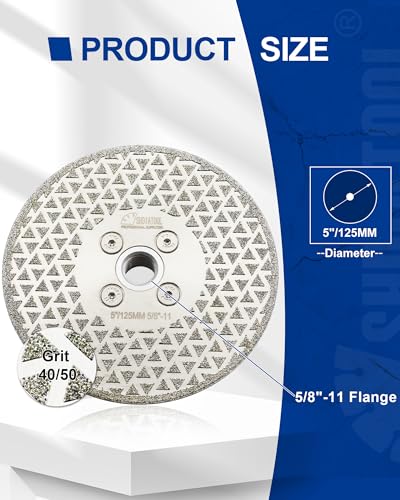 SHDIATOOL 5 Inch Diamond Grinding Disc Cutting Wheel 5/8-11 Arbor for Stone - size: 5" Single(Thread:5/8"-11)