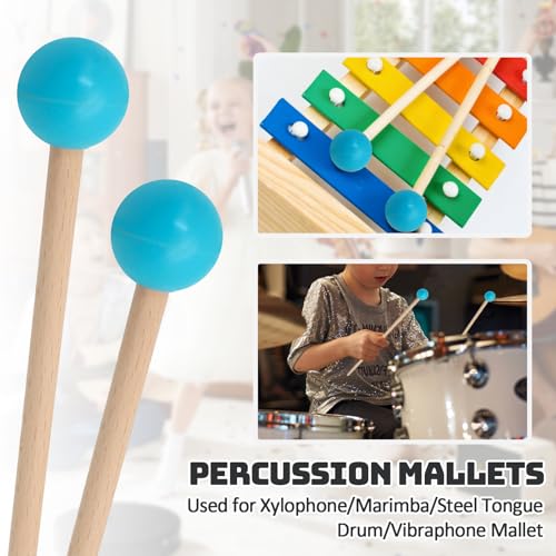 Luomorgo Steel Tongue Drum Mallets, Teal, 1 Pair Percussion Mallet - color: Teal
