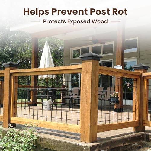 7.5x7.5 Aluminum Pyramid Post Cap for 7.5x7.5 Wood Posts — Heavy-Duty Cast, Rounded Safety Corners, Stainless Screws, Powder-Coated Black Deck & Fence Cap - size: 7.5" x 7.5"
