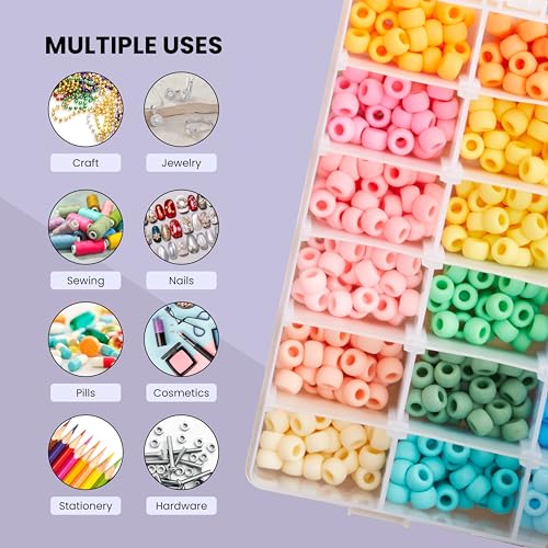Juvale Jewelry Organizer Box - 3-Pack, 1.7 x 10.75 x 7 In, Clear Plastic - Bead Storage Containers with 36 Compartments & Dividers - Stackable Screw Organizer Box