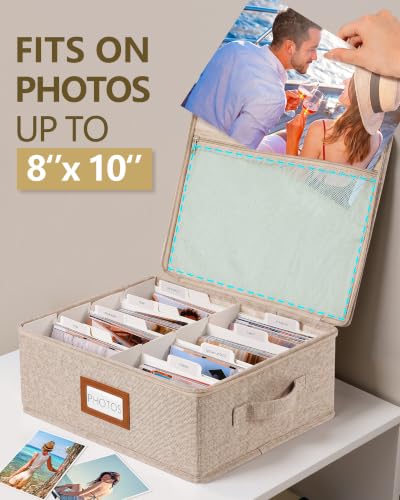 HULISEN Photo Storage Box, Photo Organizer for 2000 4x6 Pictures, Brown - color: Brown