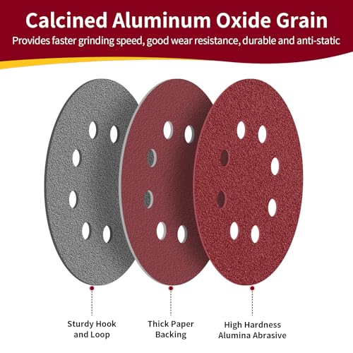 5 Inch 8 Hole Sanding Discs Hook and Loop, 20 PCS 80 Grit Round Sand Paper Disc (80 Grit) - size: 5 Inch
