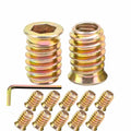20Pcs 1/4"-20 x 20mmMetal Nut Inserts Threaded Wood Bolt Fastener Screw Connector Hex Socket Drive for Wood Furniture Building Repair Assortment (with Hex Spanner) - size: 1/4"-20 x20mm