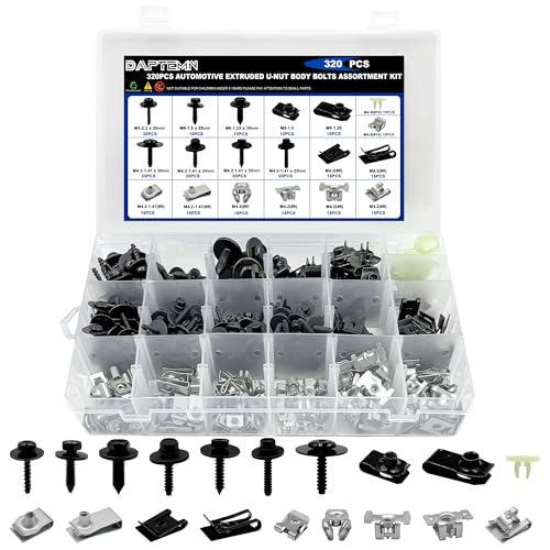 320PCS Car U Nuts and Bolts Body Fender Bolts Extruded Clip-on Nuts