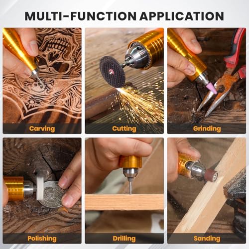 1200W Flex Shaft Grinder, 30000RPM 46pcs Flex Shaft Rotary Tool Kit | 0-1/4" Universal Chuck Hanging Grinder for Polishing, Carving, Sanidng, Engraving, Silver, Wood, DIY Creating