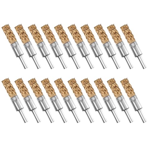 Brass Coated Wire Brush Set for Drill, 1/4 Inch Shank,Crimped Carbon Steel Bristles for Rust Removal, Paint Stripping, Corrosion Cleaning, Surface Scrubbing, Deburring (10mm,20pcs) - size: 10mm,20pcs