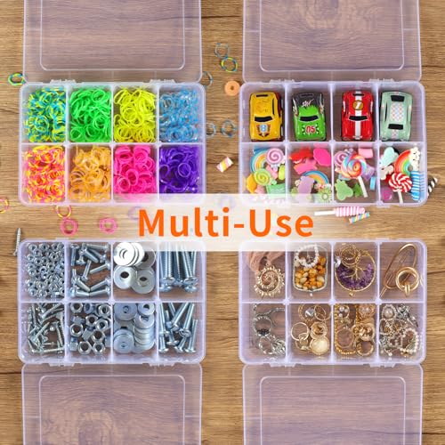 QUEFE Bead Organizer Box 4 Pack 8 Grid Plastic Tackle Box Storage Dividers - size: 4pcs