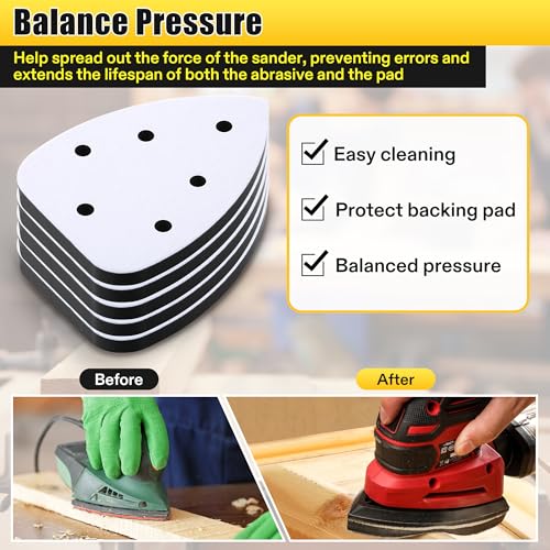 5 Pcs 6 Holes Foam Sanding Pads, Compatible with Ryobi Sander - color: Black and White, size: 6 Holes