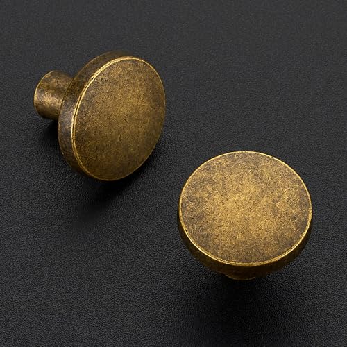JOY DECOR Antique Brass Solid Kitchen Cabinet Knobs 1-1/4 Inch 5 Pack - color: Antique Brass
