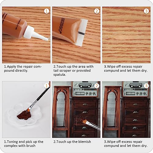 SEISSO Wood Furniture Repair Kit - Set of 42 Hardwood Laminate Vinyl Floor Repair Kit Wood Fillers, Markers and Wax Sticks - Used for Cover Ups Scratches, Stains, Holes for Table, Door, Cabinet - size: Large