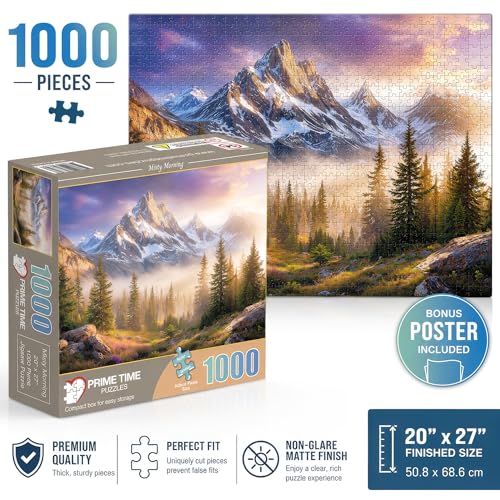 Adult Jigsaw Puzzle Foggy Mountain 1000 Piece - color: Misty Morning
