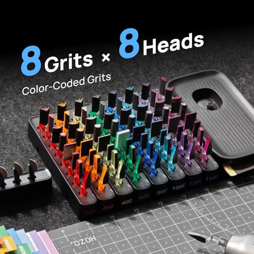 HOZO NeoSander Premium Combo – Mini Reciprocating Detail Sander Kit with 64 Color-Coded Sanding Heads, Charging Dock & Basic Sandpaper Set, Gift Idea for 3D Printing, Model Makers & DIY Enthusiasts - style: NeoSander Premium Combo