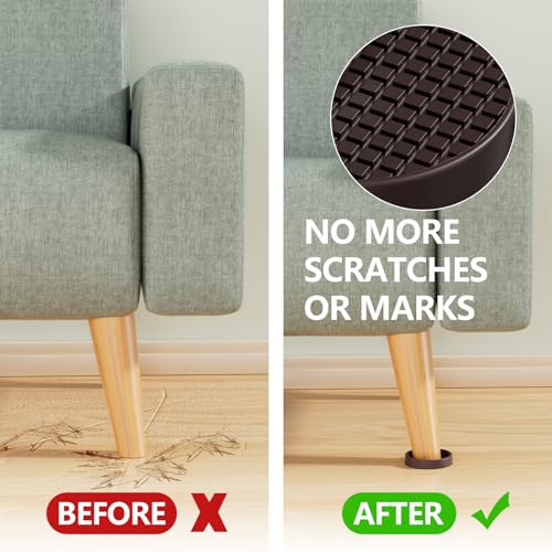 Non Slip Furniture Pads - 2" Anti Skid Caster Cups, 8PCS Round Furniture Coasters for Hardwood Floors, Anti Slide Furniture Cup Bed Couch Floor Protectors, Furniture Stoppers to Prevent Sliding(Brown) | Furniture Stoppers to Prevent Sliding, Anti Slip Fur