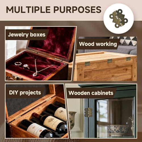 LEFTSTARER 60Pcs 1.2In Antique Cabinet Door Hinges with Screws, Bronze Butterfly Style, Small Hinges for Crafts Cabinet Wooden Jewelry Boxes (A.60 Butterfly Hinges) - color: A.60 Butterfly hinges