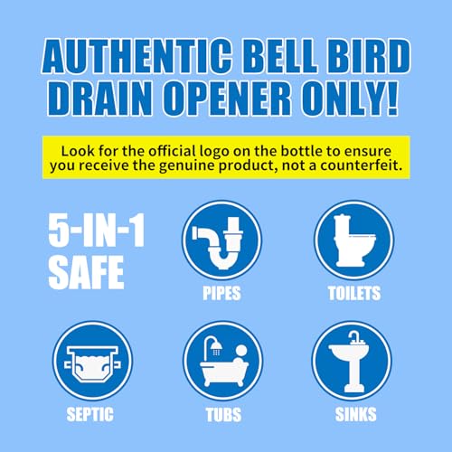 BELL BIRD Crystal Lye Drain Opener, Lye Sodium Hydroxide, Unclogs Bathroom Kitchen Sinks, Shower Pipes & Toilets, Sink Drain Cleaner, Clog Remover for Clogged Drains Bathtub Pipes (1PCS) - size: 9.2 Ounce (Pack of 1)