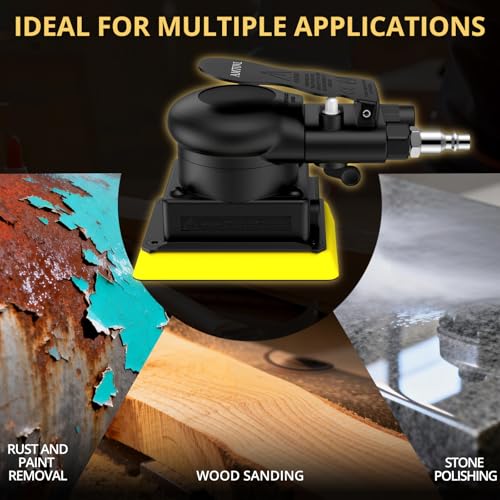 AMTOVL Pneumatic Random Orbital Sander – 3 x 4-inch Air Sander, 12000 RPM | Air Palm Sander with Variable Speed for Automotive Bodywork, Woodworking & Surface Finishing
