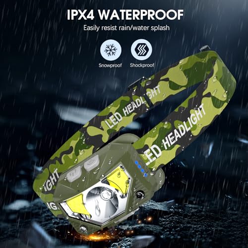 LHKNL Headlamp Flashlight, Lumen Bright Head Lamps LED Rechargeable-Green - color: Green, size: 2 Packs