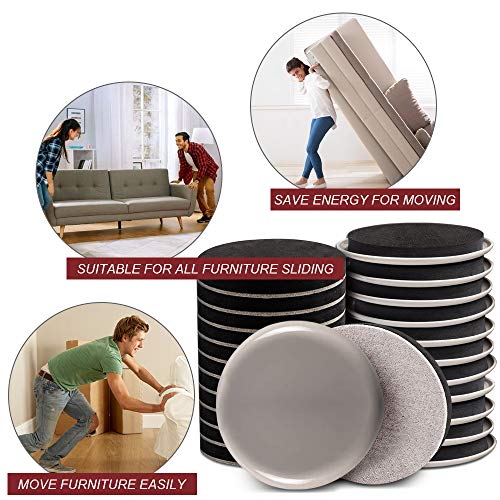 Yelanon Furniture Sliders 20 Pcs Carpet & Felt Mix for Carpet & Hardwood - size: 10pcs 3.5'' sliders & 10pcs 3.5'' felt sliders