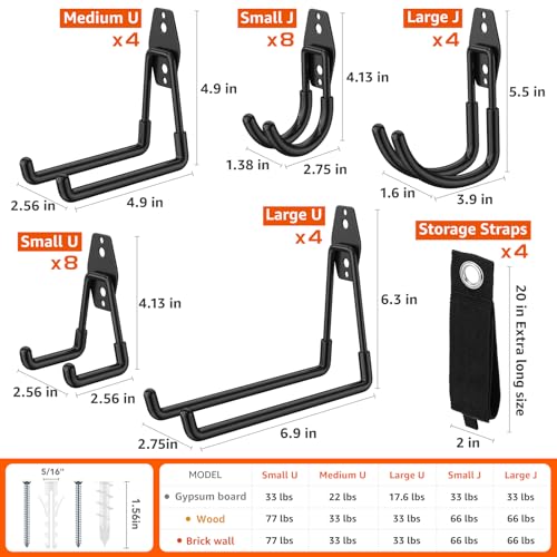 32-Pack Heavy Duty Wall Mount Garage Hooks - color: 32 Pack Black