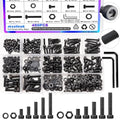 mxuteuk 450PCS M3 M4 Screws Assortment Set,6/8/12/16/20mm Screws Bolts Nuts Kit 12.9 Grade Alloy Steel Hex Socket Head Cap M3 M4 Bolts with Hex Wrench - size: 450PCS M3 M4