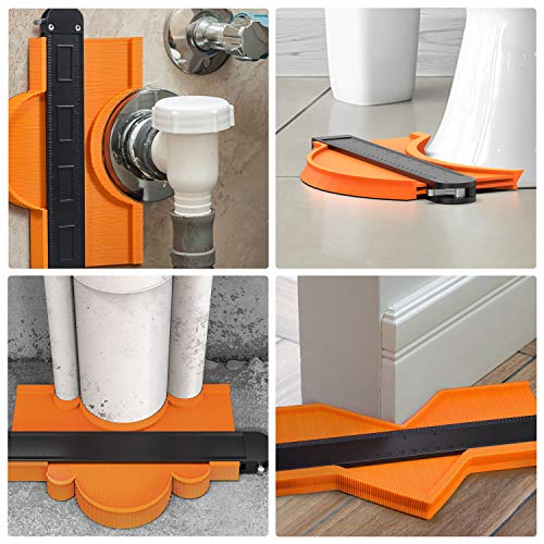 Contour Gauge Duplicator with Lock, 2 Pack Widen Shape Contour Duplication Gauge Profile Tool (5" & 10"), Precisely Copy Irregular Shape Instant Template for Corner, Pipe, Tile, Flooring, Molding
