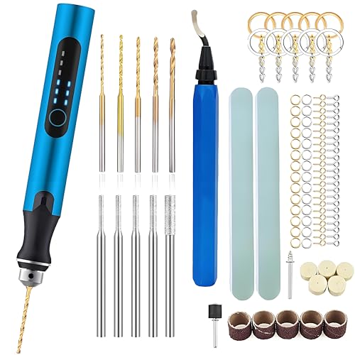 Resin Polishing Tools Kit,Electric Resin Drill Kit,Rotary Pen & Deburring Tool 3D Printing for Keychain Making,Jewelry Art,Resin Duberring, Drilling,Polishing,Engraving,DIY