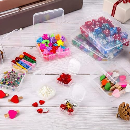 SATINIOR 24 Packs Small Clear Plastic Beads Storage Containers Box with Hinged Lid for Storage of Small Items, Crafts, Jewelry, Hardware(4.5 x 3.3 x 1.2 in) - size: 4.4 x 3.3 x1.2 in