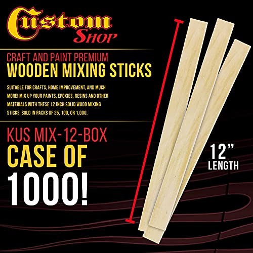 Custom Shop Craft and Paint Sticks - 12" Inch Wood Stirrers/Paddles - size: 12" - Box of 1000
