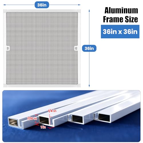 Toocust Window Screens Frame Kit 36 Square, Heavy-Duty Aluminum Window Screen, High-Visibility Durable Mesh, Easy Repair/Reinstall for Windows & Patio Doors, Multi-Size Options-2 Pack - size: 36*36 2pack